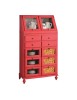 MOBILI 2G - DISPENSA ARTE POVERA SHABBY LEGNO ROSSO ANTICATO 80X42X153 vista frontale
