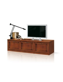 MOBILI 2G - BASE PORTA TV 3 CESTONI CLASSICA LEGNO NOCE 159X60x50 VISTA FRONTALE