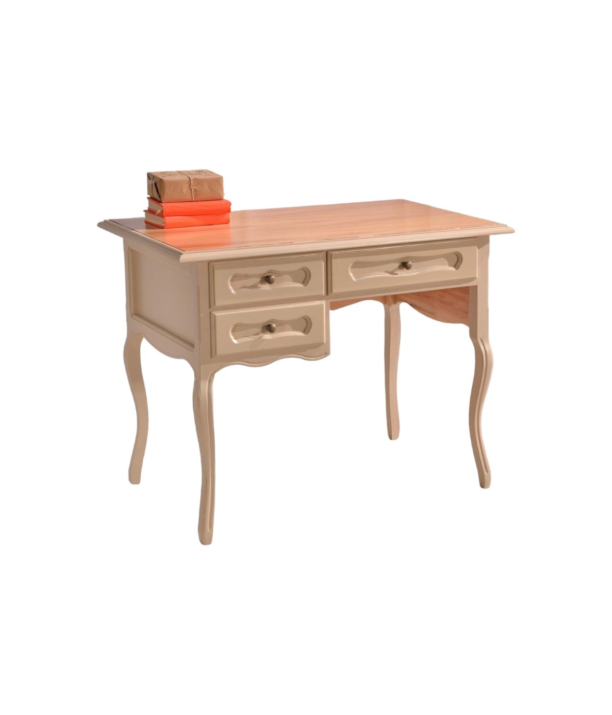 MOBILI 2G - SCRIVANIA 3 CASSETTI LEGNO BICOLORE TORTORA 100X60X79 VISTA FRONTALE