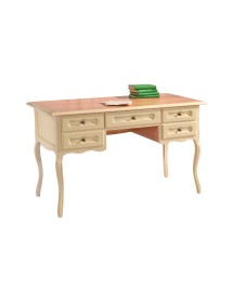 MOBILI 2G - SCRITTORIO 5 CASSETTI BICOLORE LEGNO AVORIO 130X60X79  VISTA FRONTALE