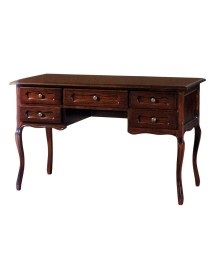 MOBILI 2G - SCRIVANIA 5 CASSETTI IN LEGNO TINTA NOCE LEGNO ARTE POVERA L.130 P.60 H.79 vista frontale