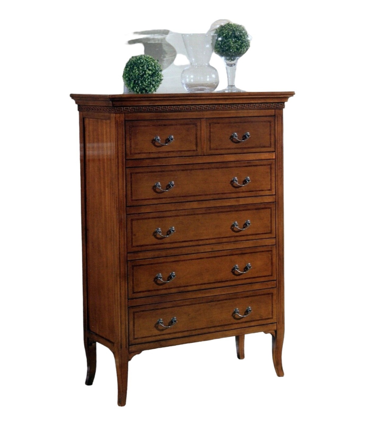 MOBILI 2G - CASSETTIERA 6 CASSETTI LEGNO INTARSIO FINITURA BASSANO 90X42X129 VISTA FRONTALE