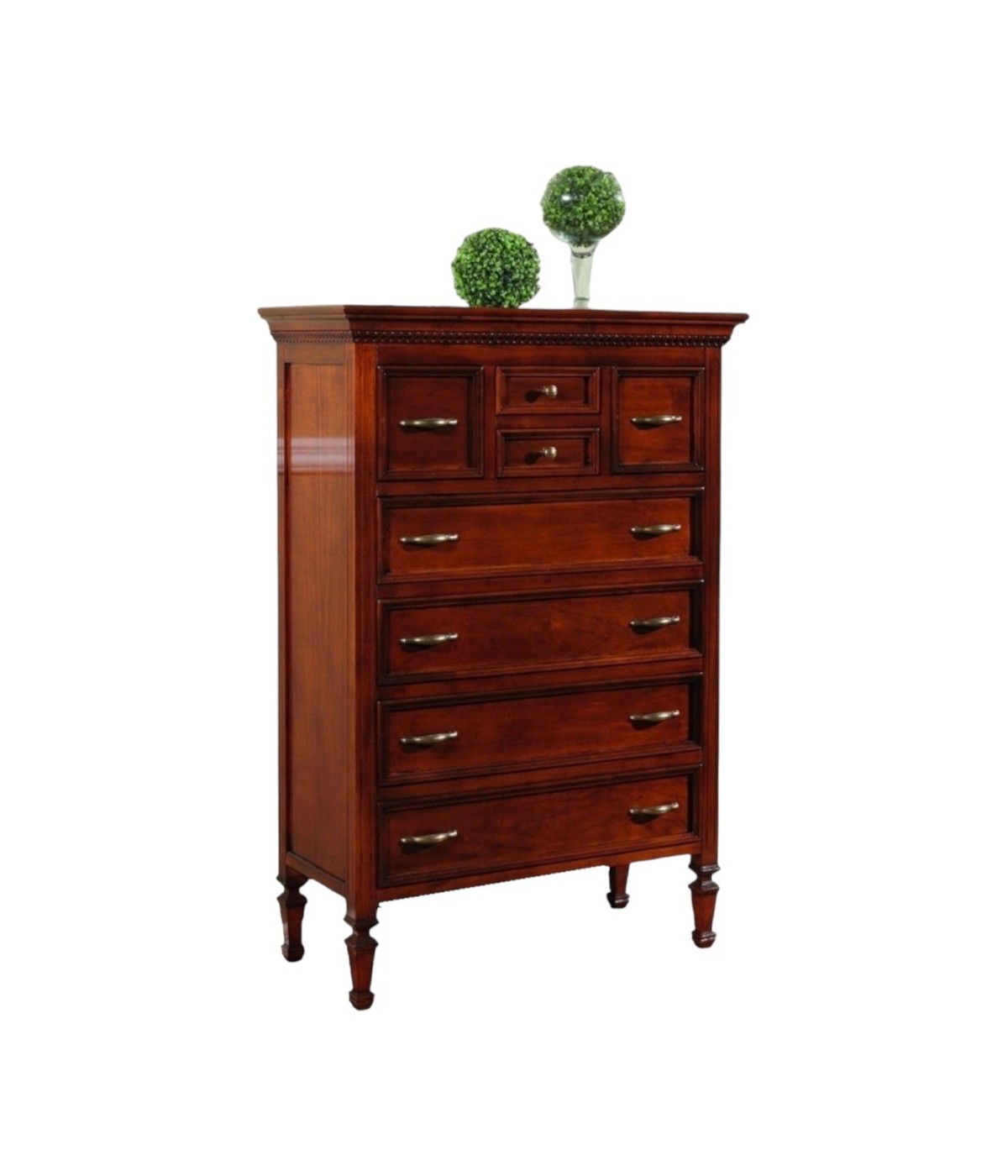 MOBILI 2G - CASSETTIERA 8 CASSETTI LEGNO INTAGLIO FINITURA BASSANO 90X42X129 VISTA FRONTALE