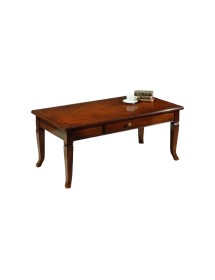 MOBILI 2G - TAVOLINO ARTE POVERA RETTANGOLARE IN LEGNO MASSELLO TINTA NOCE 105X55X47 vista frontale