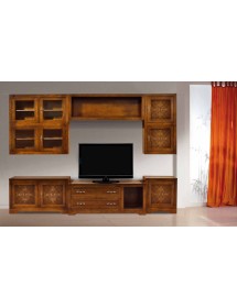 MOBILI 2G - PARETE ATTREZZATA IN LEGNO FINITURA BASSANO 310X65 vista frontale