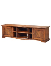 MOBILI 2G - PORTA TV 2 PORTE LEGNO ARTE POVERA TINTA NOCE 205X50X58 VISTA FRONTALE