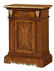 MOBILI 2G - MADIA CREDENZA LEGNO INTARSI 1 PORTA BASSANO L.70 P.38 H.93 VISTA FRONTALE