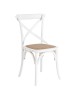 MOBILI 2G - SET 2 Sedie Cross Bistrot Shabby Vintage Bianco Olmo Seduta Rivestita Rattan Naturale Modello VISTA FRONTALE