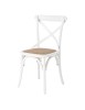 MOBILI 2G - SET 2 Sedie Cross Bistrot Shabby Vintage Bianco Olmo Seduta Rivestita Rattan Naturale Modello VISTA FRONTALE