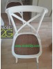 MOBILI 2G - SET 2 Sedie Cross Bistrot Shabby Vintage Bianco Olmo Seduta Rivestita Rattan Naturale Modello VISTA FRONTALE