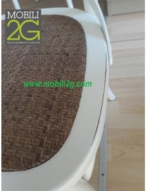 MOBILI 2G - SET 2 Sedie Cross Bistrot Shabby Vintage Bianco Olmo Seduta Rivestita Rattan Naturale Modello VISTA FRONTALE SEDUTA