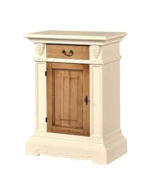 MOBILI 2G - MADIA CREDENZA IN LEGNO 1 PORTA AVORIO NOCE GRANO 70X38X93 vista frontale