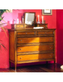 MOBILI 2G - CASSETTIERA CLASSICA 5 CASSETTI LEGNO GREZZO CON ALZATINA 120X48X144 VISTA FRONTALE