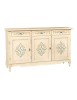 MOBILI 2G - MADIA CREDENZA CLASSICA AVORIO PENNELLATO CON DECORI 156x42x94 vista frontale