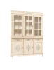 MOBILI 2G - CRISTALLIERA CLASSICA 3 PORTE LEGNO AVORIO PENNELLATO CON DECORI 156x42x213 vista frontale