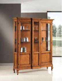 MOBILI 2G - VETRINA 2 ANTE LEGNO ARTE POVERA BASSANO 163X46X208 VISTA FRONTALE