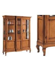 MOBILI 2G - VETRINA 2 ANTE LEGNO ARTE POVERA BASSANO 163X46X208 vista particolari gambe e vetrina
