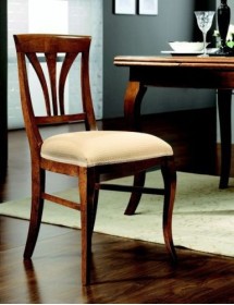 MOBILI 2G - SEDIA CLASSICA SEDUTA IMBOTTITA LEGNO TINTA NOCE vista frontale