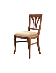 MOBILI 2G - SEDIA CLASSICA SEDUTA IMBOTTITA LEGNO TINTA NOCE vista frontale