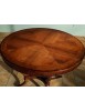 MOBILI 2G - Tavolo rotondo classico legno intarsio tinta noce 120/130/140 Cm vista piano