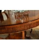 MOBILI 2G - Tavolo rotondo classico legno intarsio tinta noce 120/130/140 Cm vista piano