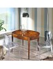 MOBILI 2G - Tavolo ovalino Classico Legno Intarsio Venezia Noce 115x95x77 vista laterale