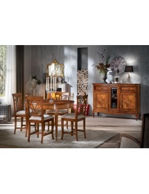 MOBILI 2G - Tavolo ovalino Classico Legno Intarsio Venezia Noce 115x95x77 vista sala completa