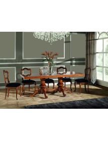 MOBILI 2G - Tavolo rettangolare classico legno Intarsio tinta noce 220x100x80 vista laterale