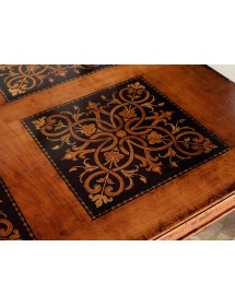 MOBILI 2G - Tavolo rettangolare classico legno Intarsio tinta noce 220x100x80 vista piano intarsio