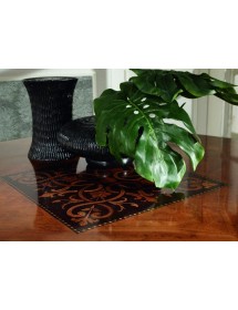 MOBILI 2G - Tavolo rettangolare classico legno Intarsio tinta noce 220x100x80 vista piano intarsio