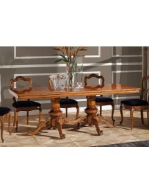 MOBILI 2G - Tavolo rettangolare classico legno Intarsio tinta noce 220x100x80 vista laterale