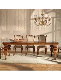 MOBILI 2G - Tavolo rettangolare classico legno Intarsio tinta noce 240x128x78 vista laterale