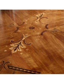 MOBILI 2G - Tavolo rettangolare classico legno Intarsio tinta noce 240x128x78 vista intarsio piano