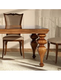 MOBILI 2G - Tavolo rettangolare classico legno Intarsio tinta noce 240x128x78 vista laterale gamba