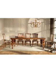 MOBILI 2G - Tavolo rettangolare classico legno Intarsio tinta noce 240x128x78 vista laterale