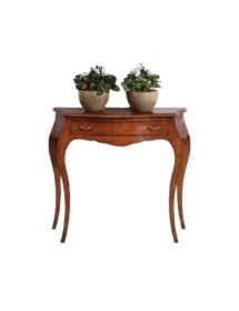 MOBILI 2G - CONSOLLE ARTE POVERA IN LEGNO MASSELLO 1 CASSETTO TINTA NOCE  L.93 P.38 H.80