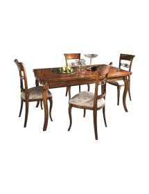 MOBILI 2G - Tavolo allungabile rettangolare classico tinta noce 180X100x78 vista laterale