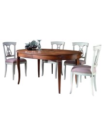 MOBILI 2G - Tavolo ovale allungabile Classico Legno Intarsio Tinta Noce 160x110x77 vista laterale