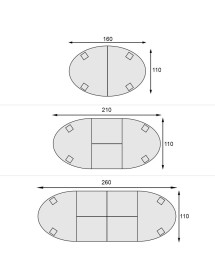 MOBILI 2G - Tavolo ovale allungabile Classico Legno Intarsio Tinta Noce 160x110x77 vista misure tavolo