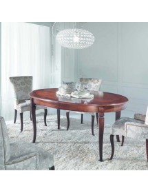 MOBILI 2G - Tavolo ovale allungabile Classico Legno Intarsio Tinta Noce 160x110x77 vista frontale