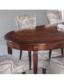 MOBILI 2G - Tavolo ovale allungabile Classico Legno Intarsio Tinta Noce 160x110x77 vista piano