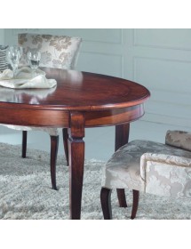 MOBILI 2G - Tavolo ovale allungabile Classico Legno Intarsio Tinta Noce 160x110x77 vista laterale gamba