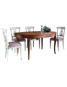 MOBILI 2G - Tavolo ovale allungabile Classico Legno Intarsio Tinta Noce 160x110x77