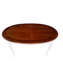 MOBILI 2G - Tavolo ovale allungabile Classico Legno Intarsio shabby bicolore 160x110x77 vista laterale