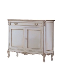 MOBILI 2G - Credenza 2 porte classica legno shabby bianco argento 130X62x107 vista frontale