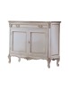 MOBILI 2G - Credenza 2 porte classica legno shabby bianco argento 130X62x107 vista frontale