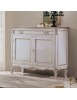 MOBILI 2G - Credenza 2 porte classica legno shabby bianco argento 130X62x107 vista frontale