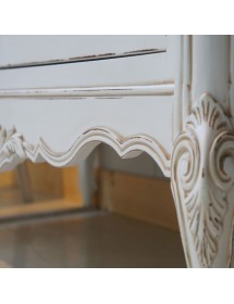 MOBILI 2G - Credenza 2 porte classica legno shabby bianco argento 130X62x107 vista laterale gamba e intarsi