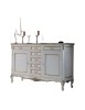 MOBILI 2G - Credenza 2 porte 7 cassetti classica legno shabby bianco argento 190X62x107 vista frontale