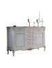 MOBILI 2G - Credenza 2 porte 7 cassetti classica legno shabby bianco argento 190X62x107 vista frontale